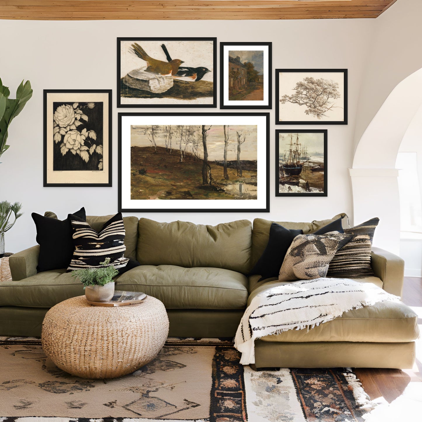 Black and Olive Accents Vintage Gallery Set