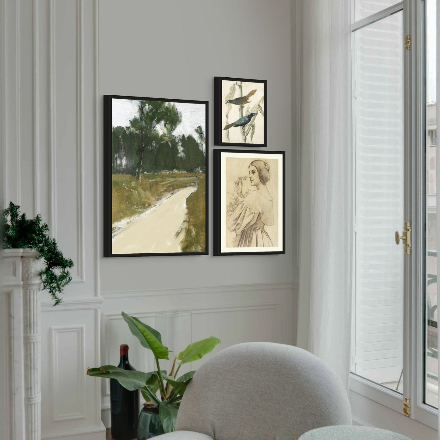 Soft Neutrals & Forest Green Vintage Gallery Set