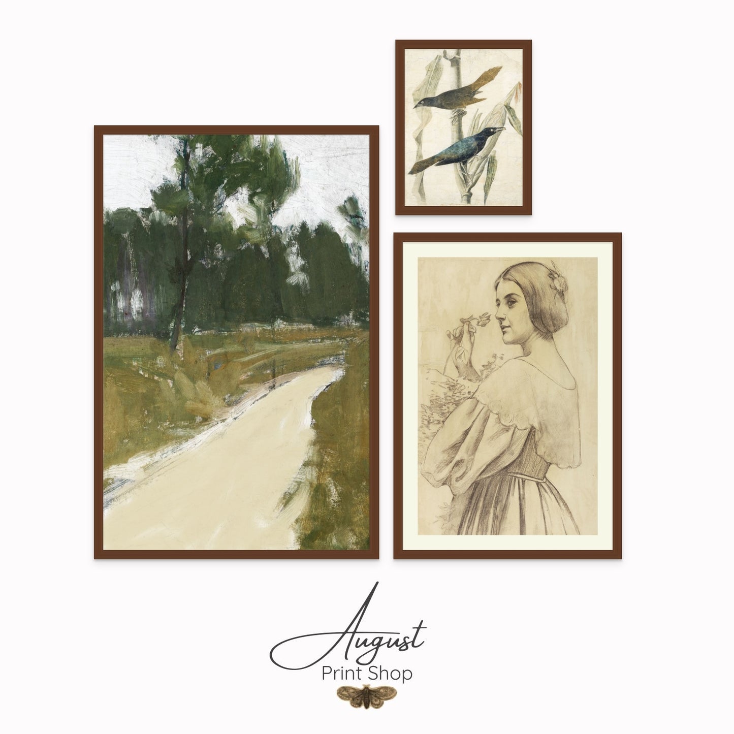 Soft Neutrals & Forest Green Vintage Gallery Set