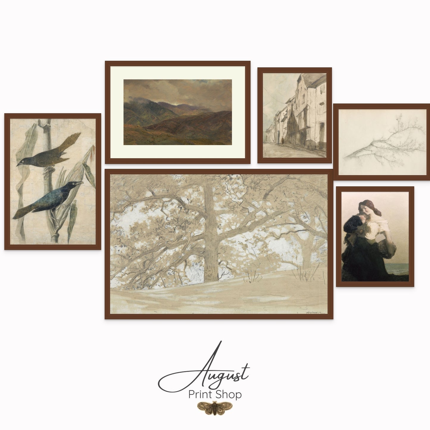 august print shop gallery set of 6 pieces ready to hang in soft neutral tones