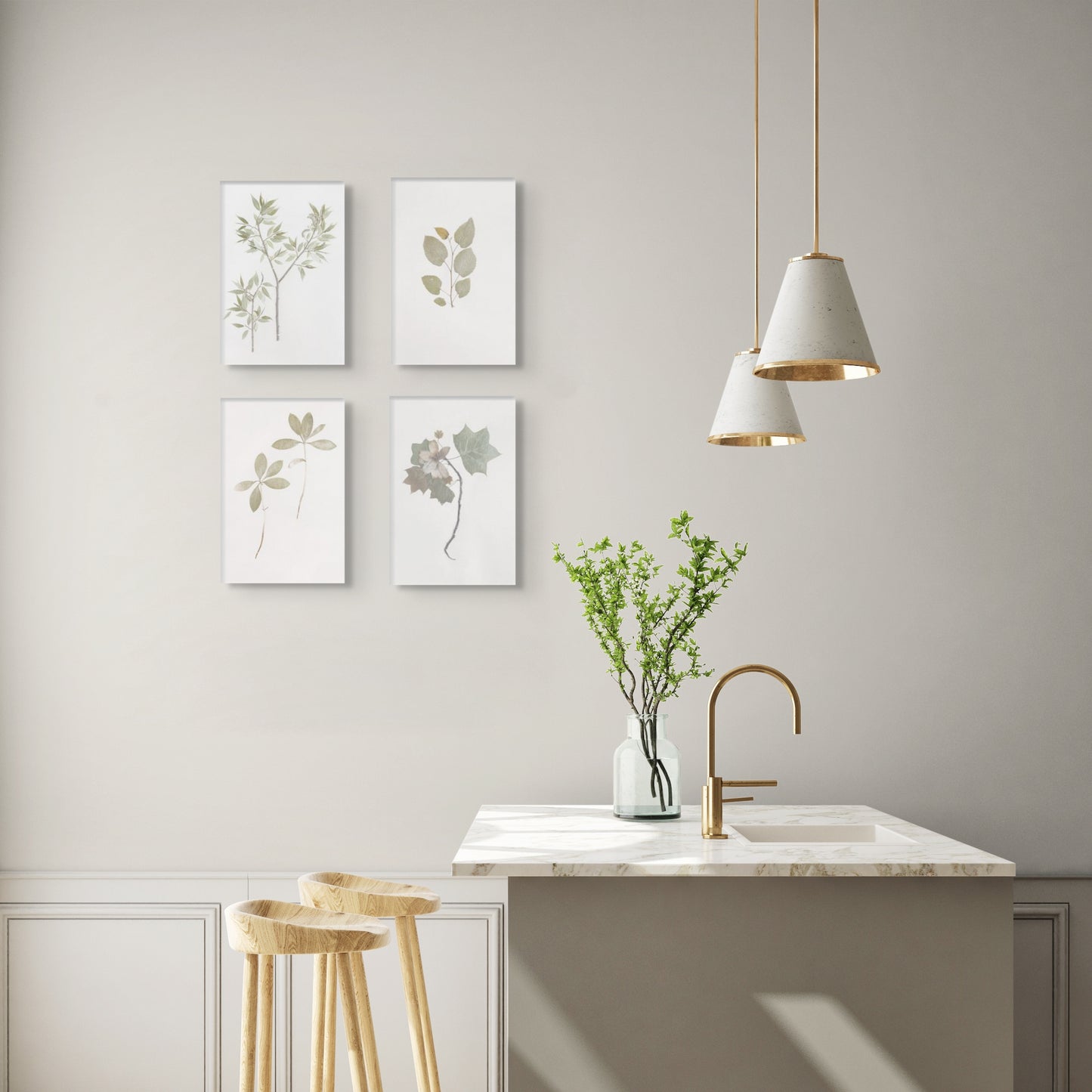 Whispering Botanical Study Set of Four