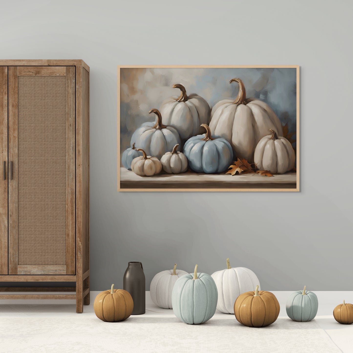 Soft Blue and Neutral Pumpkins
