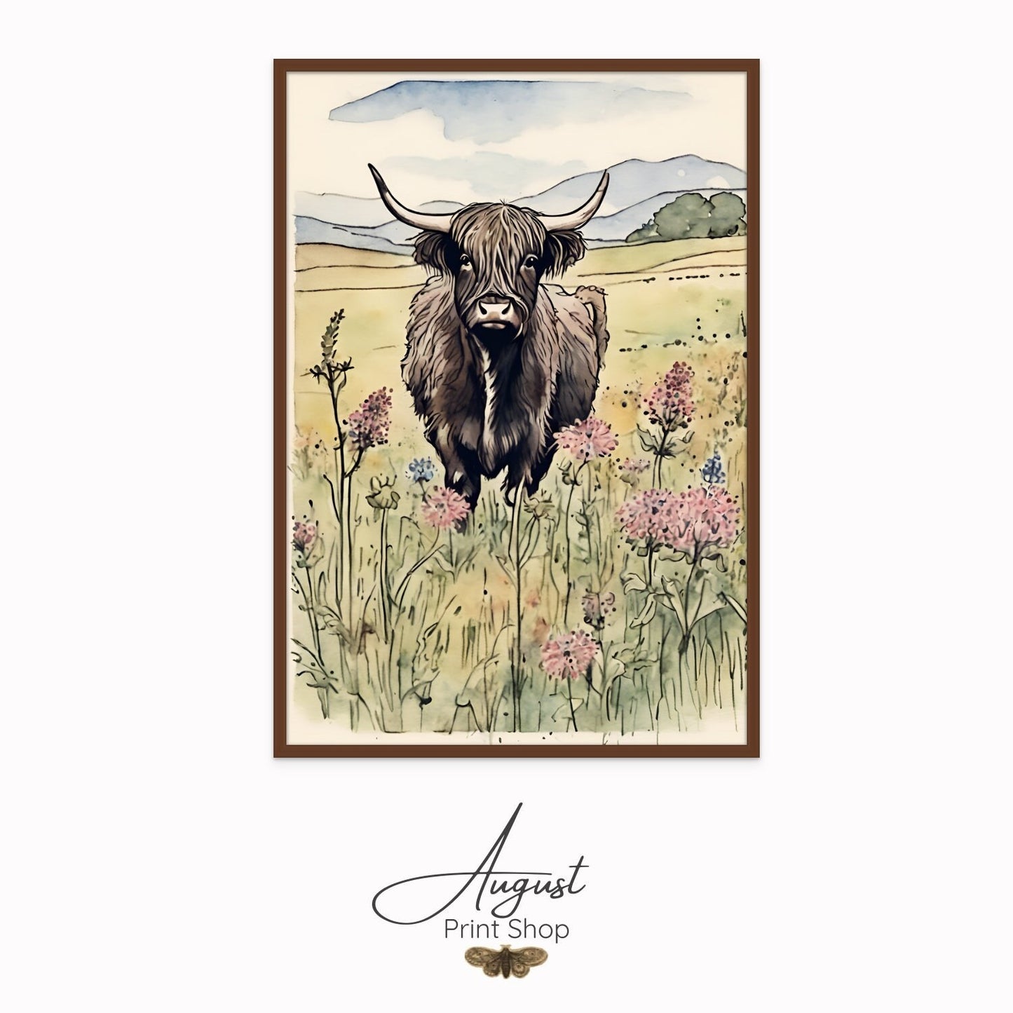 Wildflower Highland Cow