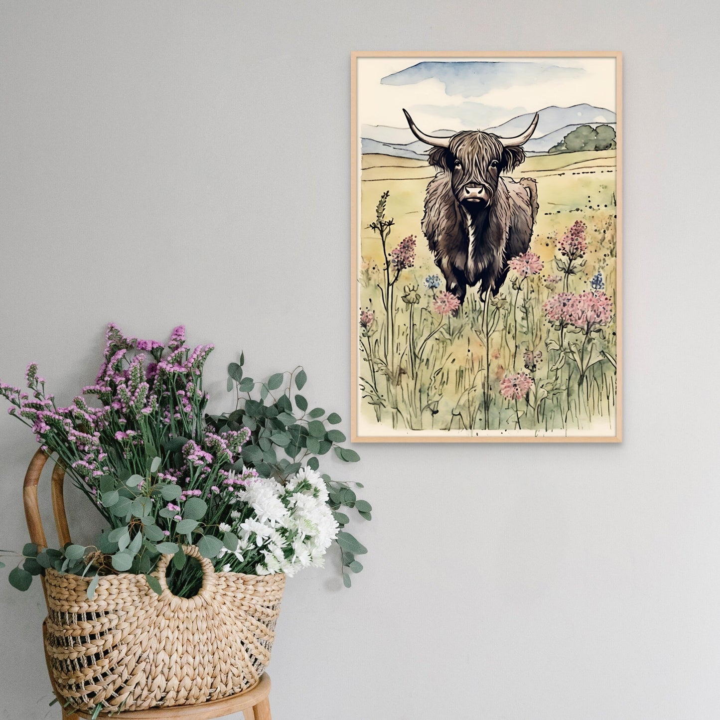Wildflower Highland Cow