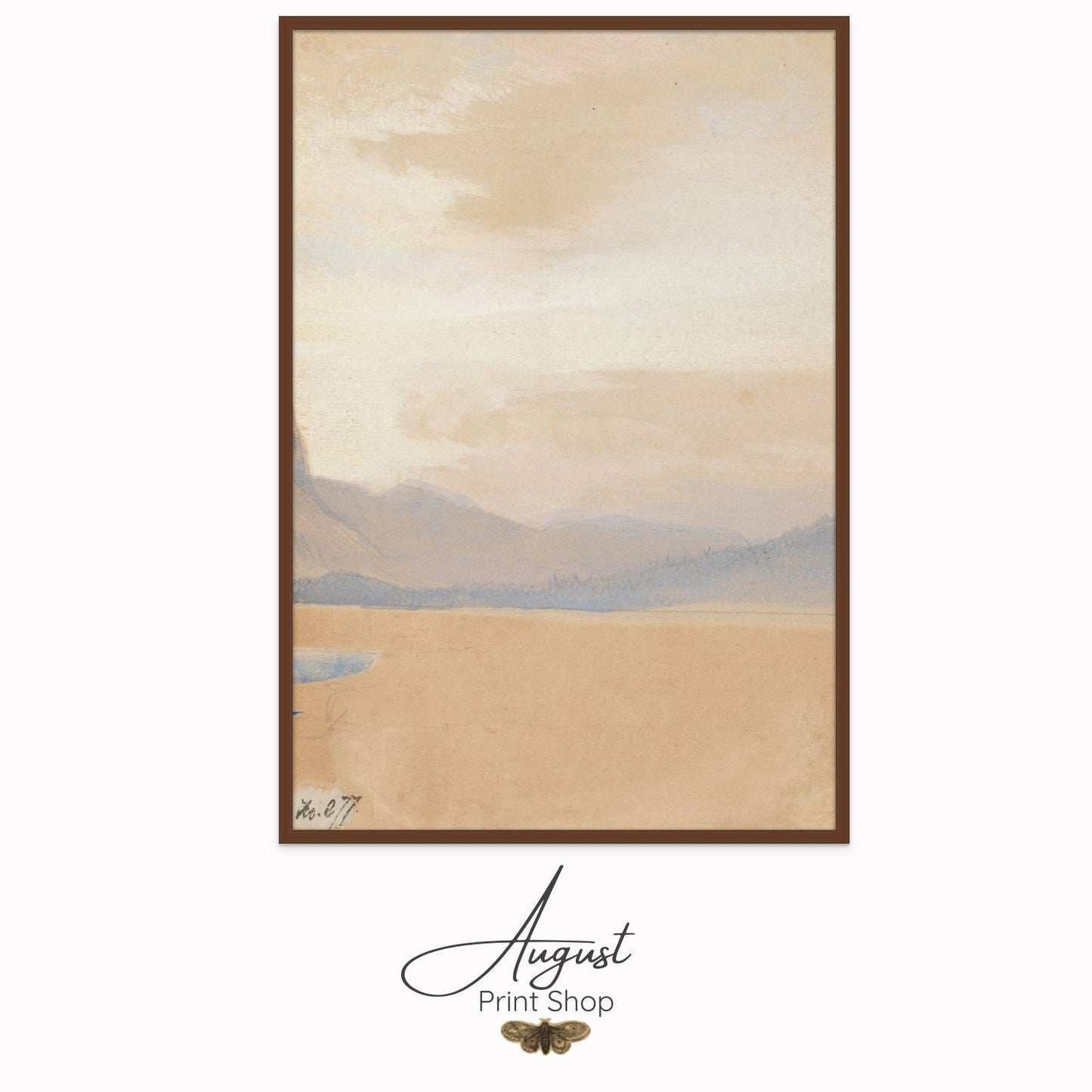 vintage painting with soft and neutral colours with a touch of soft blue of American Plains. Made by Thomas Moran in 1892