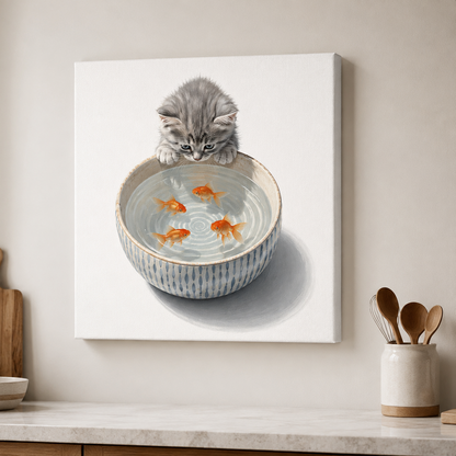 Kitten and A Fish Bowl
