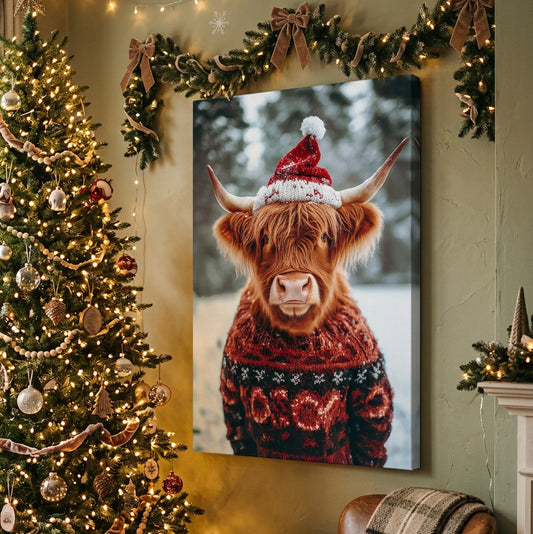 Christmas Sweater Highland Cow