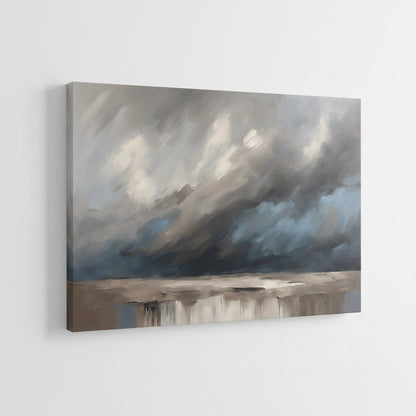 Abstract print on canvas on a coastal stormy painting. 