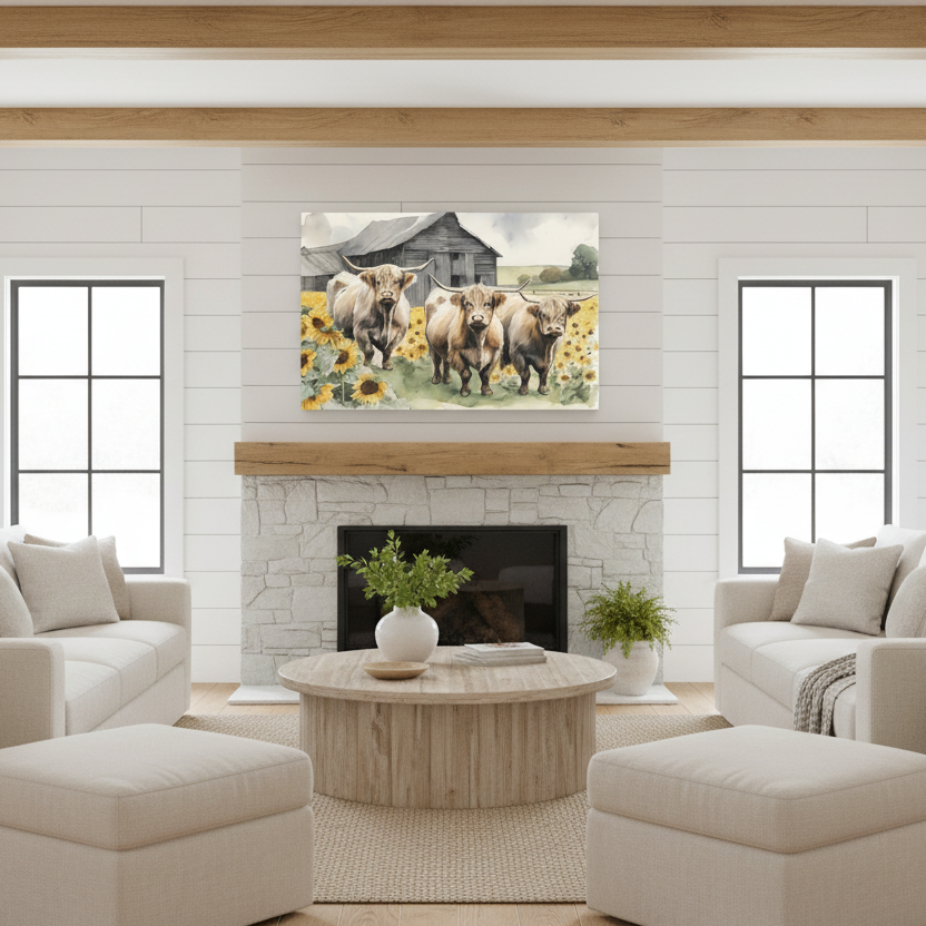 Three Cows in a Sunflower Field