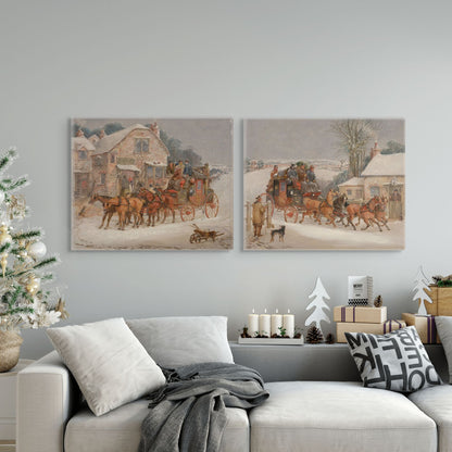 A London Royal Mail Coach in the Snow Set of 2