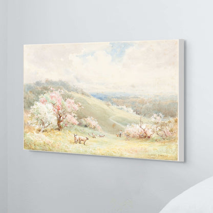 Lambs in a Spring Field