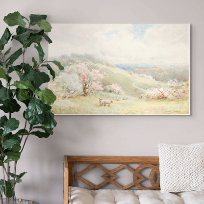 Lambs in a Spring Field