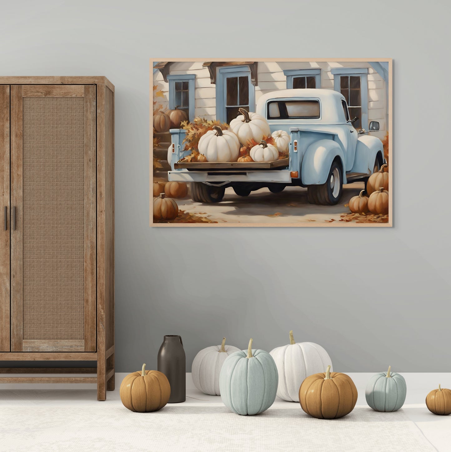 Pumpkins in a Blue Truck