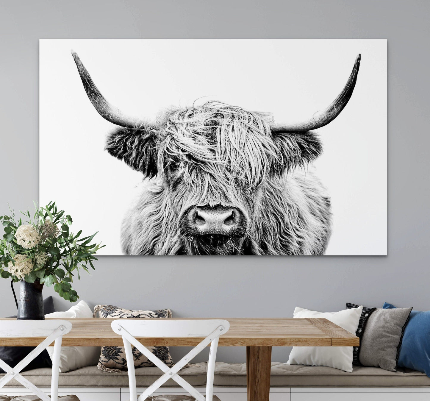 Black and White Highland Cow