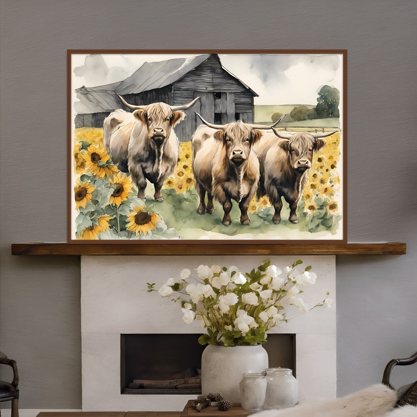 Three Cows in a Sunflower Field